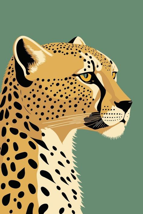 Matisse Poster, Mosaic Animals, The Cheetah, Flat Vector Illustration, Cheetah Animal, Illustration Background, Indian Art Paintings, Animal Projects, Flat Vector