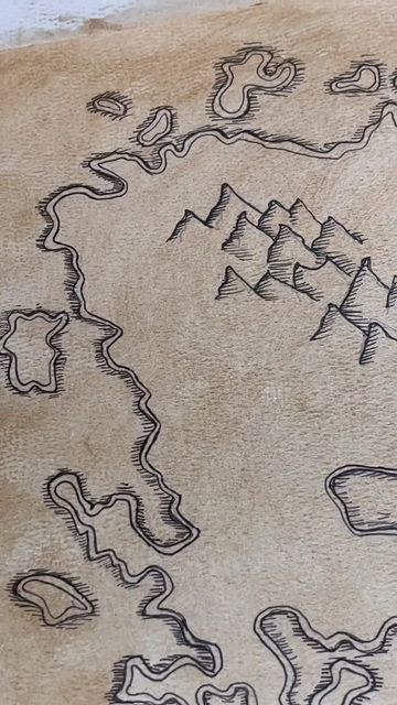 Fantasy Map Drawing Illustration, Map Drawing Art, Diy Fantasy Map, Map Making, Fantasy Map Drawing Ideas, Fantasy Map Making, Tea Bag Art, Candle Art, Cute Doodles Drawings