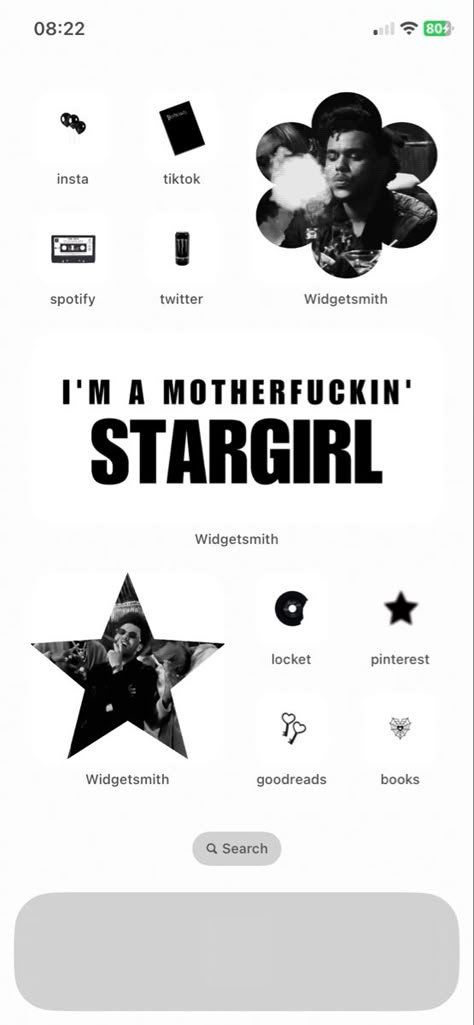 The Weeknd Aesthetic Stargirl, The Weeknd Aesthetic Phone Case, The Weekend Phone Theme, Stargirl Homescreen Layout, Ios 16 Home Screen Ideas The Weeknd, The Weeknd Iphone Theme, Stargirl Ios 16, Weeknd Ios 16, The Weeknd Journal Ideas