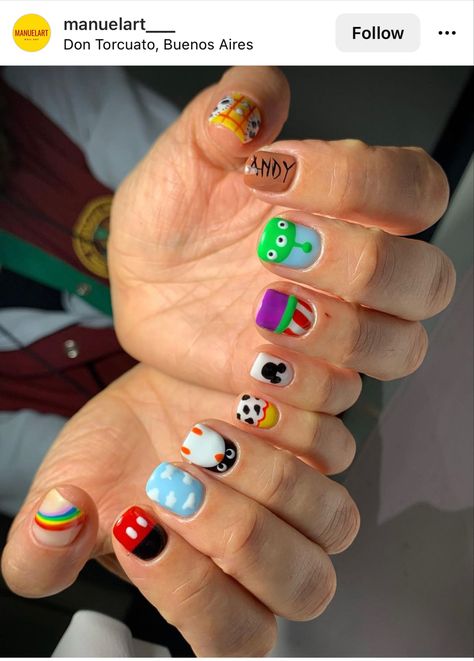 Disney Nails Toy Story, Pixar Nail Art, Pixar Nails, Lego Nails, Girl Maintenance, Toy Story Nails, Teacher Nails, Disneyland Nails, Nails Disney