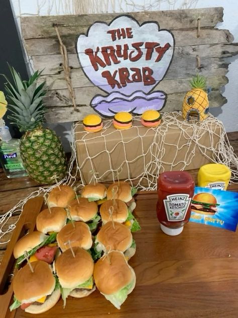 #spongebob Spongebob Party Food, Sponge Bob Birthday, Spongebob Birthday Party Decorations, Sponge Bob Party, Spongebob Theme, The Krusty Krab, 25th Birthday Party, Spongebob Birthday Party, Krusty Krab