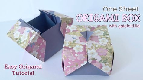 Easy Origami Tutorial, Origami Box With Lid, Origami Box Easy, Origami Tutorial Easy, Origami Folding, Folded Paper, Easy Origami, Origami Box, Piece Of Paper