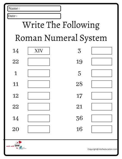 Write The Following In The Roman Number System Worksheet | FREE Download Check more at https://kto5education.com/write-the-following-in-the-roman-number-system-worksheet/ Roman Numbers Worksheet Grade 3, Roman Number Worksheet, Numerals Worksheets, Roman Numerals Worksheet, Number System Worksheets, Roman Numerals Chart, Classroom Posters Elementary, Mental Maths, Mental Maths Worksheets