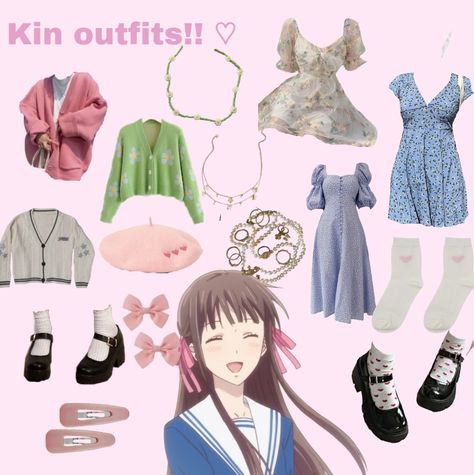 Tohru Inspired Outfits, Fruits Basket Inspired Outfits, Tohru Honda Outfit Aesthetic, Tohru Honda Inspired Outfits, Tohru Honda Outfit Ideas, Fruits Basket Outfits, Tohru Honda Outfit, Fruits Basket Cosplay, Kawaii Outfit Ideas