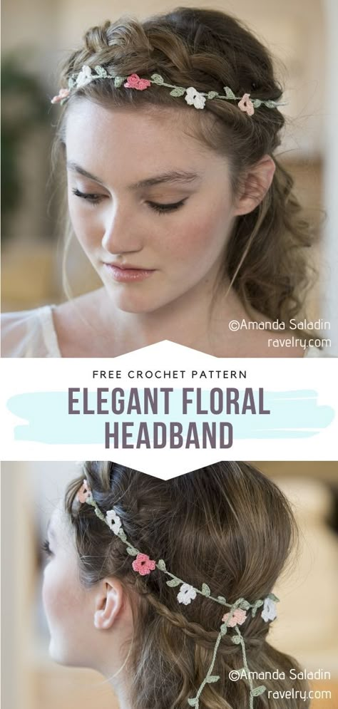 Elegant Floral Headband Free Crochet Pattern  This delicate floral headband will be a stunning accessory for a crazy festival outfit or for everyday wear. Who said flowers are only good for special occasions, right?  #crochetheadband #crochetflower #crochetaccessories #freecrochetpattern Crochet Nature, Wedding Crochet Patterns, Headband Flowers, Crochet Headband Free, Festival Crochet, Crochet Flower Headbands, Crochet Hairband, Crochet Headband Pattern Free, Crochet Headbands