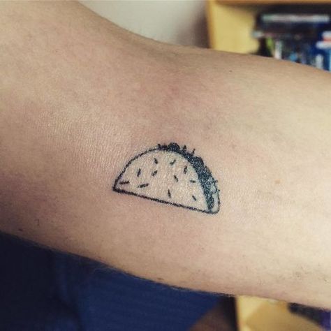 Sometimes basic does it. Taco Tattoo Small Black And White, Tiny Taco Tattoo, Taco Tattoo, Taco Tattoos, Breastfeeding Tattoo, Belle Tattoo, Soft Tacos, Mom Tattoos, Fine Line Tattoos