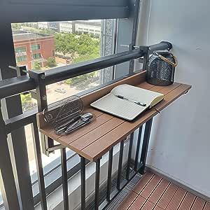 BAISRGS Balcony Railing Table,Folding Rail Table - Multi-Functional Rail Hanging Table for Indoor and Outdoor Use(Wood Color) Railing Table, Real Wood Table, Card Table And Chairs, Balcony Flower Box, Deck Table, Table Folding, Wood Table Design, Closet Renovation, Hanging Table