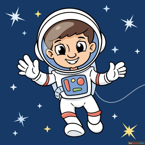 How to Draw a Cartoon Astronaut Featured Image Planets Drawing, Rocket Drawing, Spaceship Drawing, Science Drawing, Astronaut Drawing, Full Drawing, Astronaut Cartoon, Planet Drawing, Cartoon Astronaut