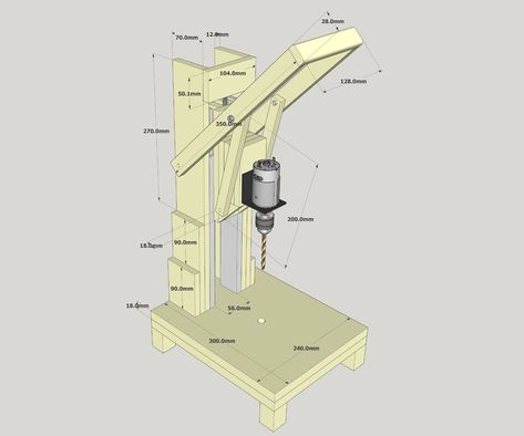 Making the Drill Press. Is It Worth It?! [Build + Tests]: 17 Steps (with Pictures) Drill Press Diy, Homemade Drill Press, Drill Press Stand, Diy Tools Homemade, Diy Cnc Router, Diy Cnc, Small Woodworking Projects, Is It Worth It, Drill Press