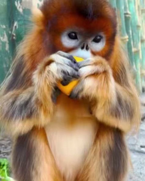 Buitengebieden on Twitter: "Golden snub-nosed monkey enjoying an orange to the fullest.. 😊 https://t.co/KyC0Xek2Hx" / Twitter Orange Monkey, Wild Animals Pictures, Pet Monkey, Monkeys Funny, Cute Monkey, Baby Monkey, Cute Wild Animals, Fun Art, Weird Animals