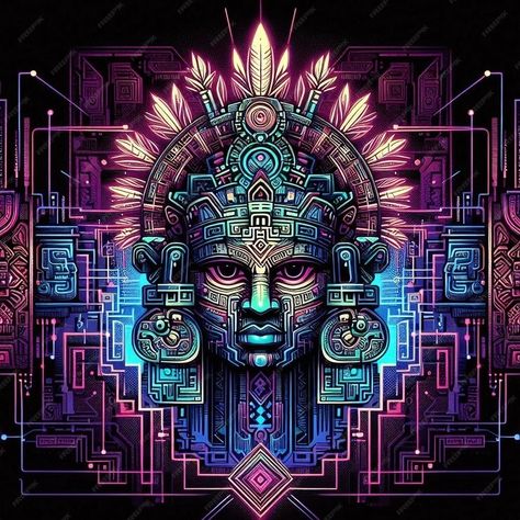 Premium Photo | Ancient Tech Neon Mayan Deity Surreal Photos, Stationery Templates, Business Card Maker, Flyer Maker, Poster Maker, Card Banner, Poster Invitation, Presentation Template Free, Logo Maker