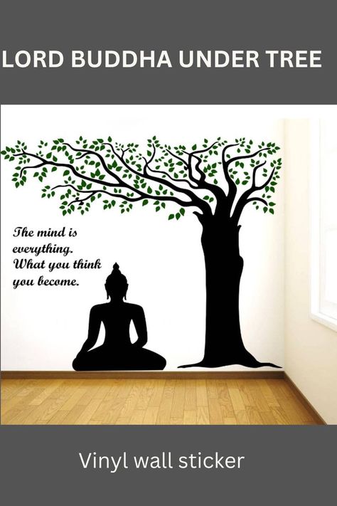 Lord Buddha Under Tree and Quote on Mind wall sticker.This sticker by Rawpockets features multi-coloured. This helps to express your different emotions and makes your wall look beautiful. The bright colours enhance the vibe of any room Buddha Under Tree, Lord Buddha, Different Emotions, Vinyl Wall Stickers, Look Beautiful, The Vibe, Bright Colours, Wall Sticker, Wall Stickers