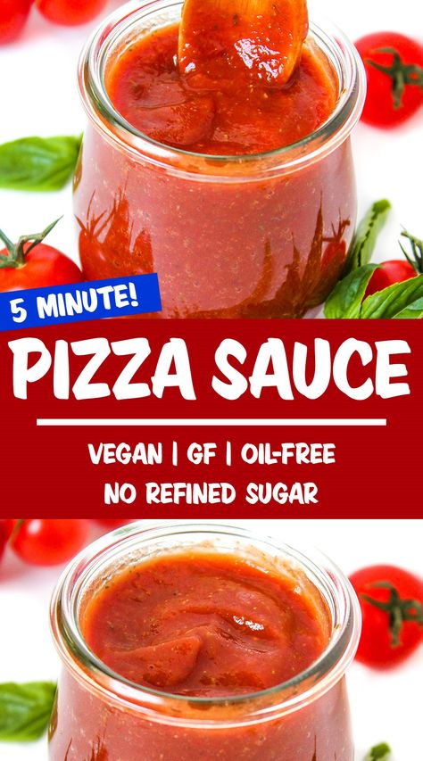 Vegan Pizza Sauce Recipe, Vegan Pizza Sauce, Easy Vegan Pizza, Vegan Dressings, Garden Grazer, Pizza Sauce Recipe, Plant Based Whole Foods, Pizza Sauce Homemade, Dairy Free Cheese