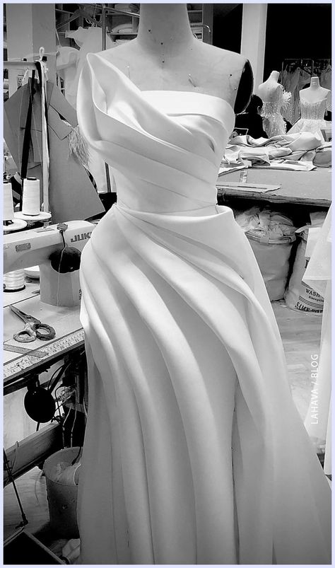 Simple Classy Wedding Dresses, Draping Wedding Dress, Pearl Wedding Gown, Tailor Dress, Tailored Wedding Dress, Draping Dress, Draped Wedding Dress, Unusual Wedding Dresses, Minimalist Wedding Dress