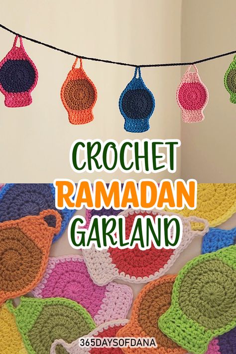 A detailed crochet tutorial for a lantern garland. Great for beginners. Ramadan Decorations Lantern, Crochet Ramadan Ideas, Crochet Ramadan Decoration, Crochet Ramadan, Crochet Lantern, Lantern Garland, Ramadan Ideas, Garland Crochet, Detailed Crochet