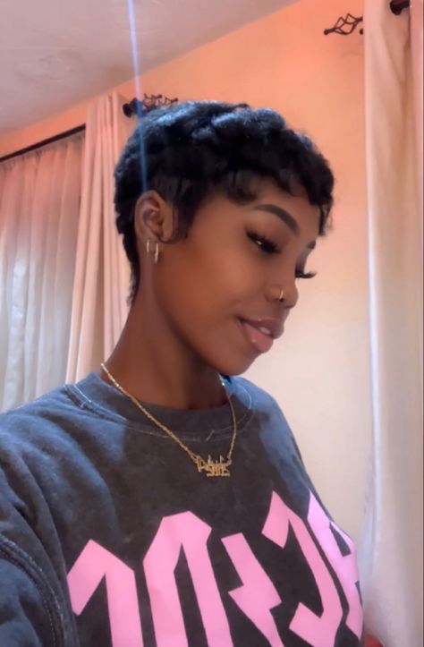 Shortcut Hairstyles For Black Women, Pixie Haircut Platinum Blonde, Dej Loaf Hairstyles Short Cuts, Pixie Haircut For Black Women Color, Back Of Pixie Cut, Relaxed Short Hairstyles For Black Women, Pixie Cut Women, 90s Pixie Cut Black Women, Curly Short Pixie