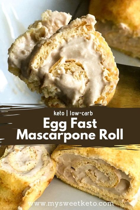 While egg fasting, I came up with this egg fast mascarpone roll recipe. I warn you that this is a delicious egg fast treat. #eggfastrecipe Eggfast Recipes, Keto Egg Recipe, Egg Fast Diet, Keto Egg Fast, Sugar Free Lifestyle, Zero Carb Foods, Ketogenic Diet Menu, Fast Desserts, Keto Fast