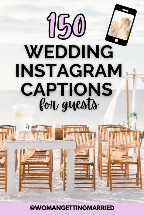 Looking for the perfect Instagram caption to capture the magic of a wedding day? Check out our ultimate guide with 150 wedding Instagram captions for guests! From witty and sweet to fun and catchy, these captions will make your posts shine and help you share the love and joy of the celebration. Elevate your Instagram game and find the perfect words for every photo. Click to discover the best wedding captions you can actually use! Shaadi Season Captions, Wedding Photo Dump Captions, Photobooth Captions Instagram, Wedding Date Captions Instagram, Wedding Guest Captions Instagram, Wedding Vibes Captions, Wedding Guest Captions, Wedding Instagram Captions, Congrats On Your Wedding