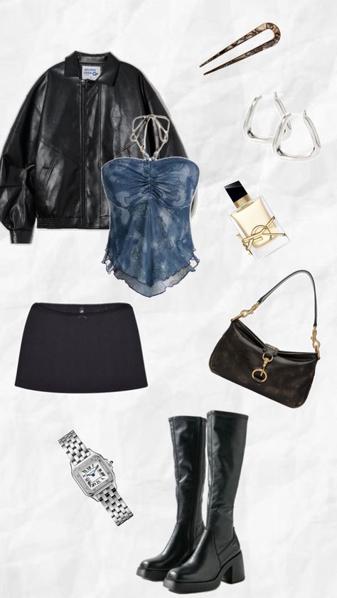 #outfit #fits #partyfits #clubfit #goingout #party #club #silvergirl #silver #miniskirt #blackboots #goingouttop #blue #miumiu #ysl # yvessaintlaurent Miniskirt Outfits Club, Miumiu Outfit, Going Out Looks, Club Fits, Party Fits, Miniskirt Outfits, Miu Miu, Black Boots, Going Out