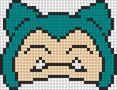 Snorlax Head bead pattern Snorlax Pixel Art, Pixel Art Pokemon, Pokemon Perler Beads, Perler Creations, Pearl Beads Pattern, Melty Bead Patterns, Easy Pixel Art, Pony Bead Patterns, Kandi Patterns