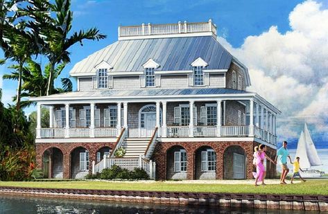 William E Poole Designs - Tradewinds Beach House House Plans, Low Country House Plans, Low Country House, Low Country Homes, House On The Water, Coastal House Plans, Southern House, Beach House Plans, Southern House Plans