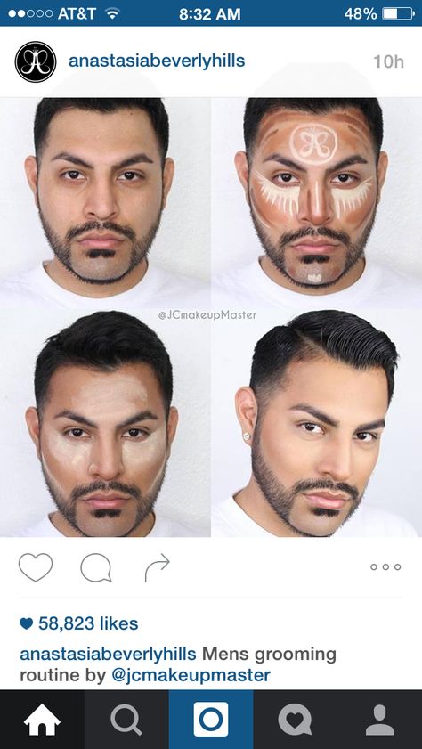 Male contouring                                                                                                                                                                                 More Mens Contour Makeup, Mens Stage Makeup, Masculine Contour Makeup, Male Contouring, Contour For Men, Contouring Tattoo, Cosplay Makeup Male, Masculine Makeup Ftm, Men’s Makeup