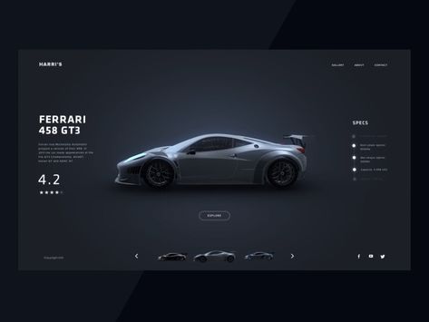 Cars Gallery Ui Design Animation, Car Ui Design, Gallery Ui Design, 3d Ui Design, Car Website Design, Car Graphic Design, Product Configurator, Car Animation, Car Ui