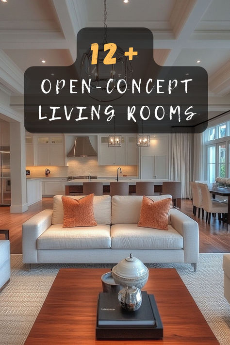 Ready to embrace spacious living? Click to explore 12 open-concept living room ideas that enhance flow and connectivity in your home. Discover the perfect open space! 🏠✨ #OpenConcept #LivingRoomDesign #HomeTransformation #SpaciousInteriors #DesignIdeas Open Concept Kitchen Dinning Room Living Room Layout, Light Open Living Room, 2 Couch Living Room Layout Open Concept, Dining And Living Room Ideas Open Concept, Open Concept House Decor, Farmhouse Living Room Open Concept, Living Room Set Up Ideas Open Floor Plan, Open Concept Kitchen Living Room Floor Transition, Eclectic Open Concept Living Room