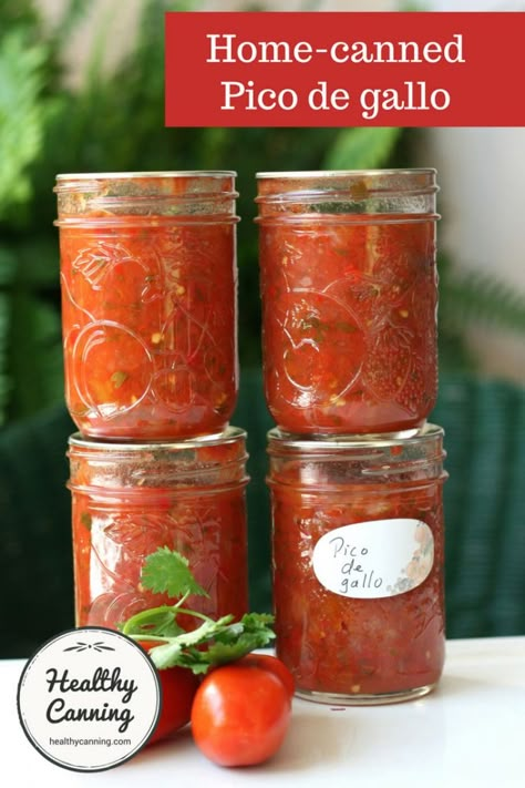 Canned Pico De Gallo Recipe, Pickling Veggies, Healthy Canning, Canned Salsa Recipes, Canning Salsa, Recipes Salads, Fresh Tomato Recipes, Canning Vegetables, Canning Recipe