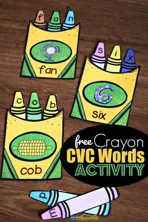 💕FREE Valentines Day CVC Words Activity for Preschool & Kindergarten Cvc Word Ladders Free, Hands On Cvc Activities, Free Cvc Printables, Cvc Words Activity, Cvc Word Practice, Cvc Word Games, Spelling Cvc Words, Free Kindergarten Printables, Crayon Letter