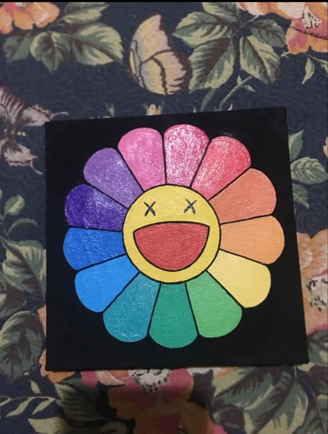 Paintings Mini Canvas, Kaws Painting, Canvas Art Painting Acrylic, Pink Canvas Art, Canvas Drawing, Hippie Painting, Small Canvas Paintings, Simple Canvas Paintings, Cute Canvas Paintings