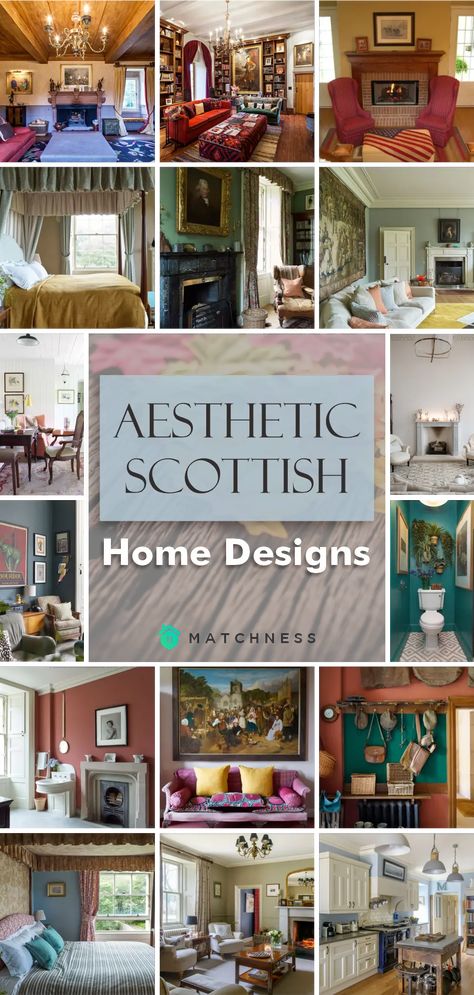 Aesthetic-scottish-home-designs1 Scotland Decor Interior Design, Scotland Homes Interior, Scottish Style Bedroom, English Lodge Decor, Scottish Living Room Ideas, Scottish Lodge Interior, Scottish Design Inspiration, Scottish Bedroom Decor, Scottish Style Living Room