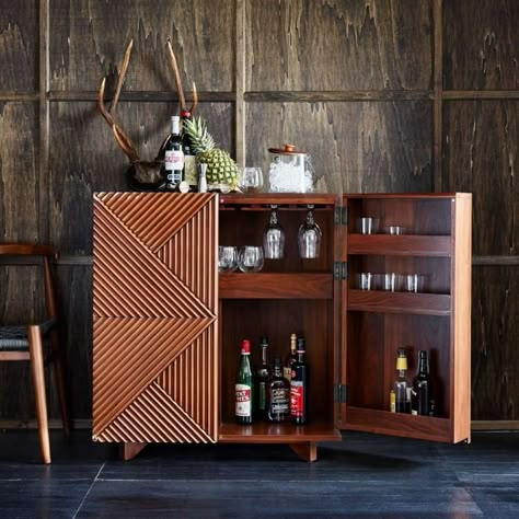 Rosanna Ceravolo Bar Cabinet at West Elm retails for $1,299 Photo: CourtesyWest Elm Diy Deck Furniture, Home Bar Cabinet, Modern Home Bar, Bar In Casa, Home Bar Furniture, Bar Cart Decor, Mobile Bar, Modern Bar, Home Trends