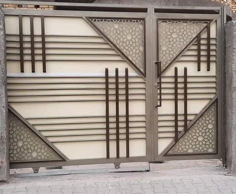 Metal Front Gate, Ms Gate Design Modern, Double Door Gate Design, Double Door Gate, Front Gate Ideas, Sliding Gate Designs, Modern Front Gate Design, Gate Design For Home, New Gate Design