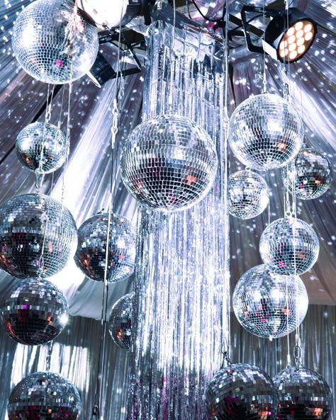 Silver or Pink? 🪩 The impact your lighting can have on the overall look and feel of you event space can't be underestimated! By altering the colour and intensity of your lighting, you can instantly change the ambiance #melbourneevents #lighting #eventlighting #partylighting #disco #discoballs #melbourneevents Disco Theme Gala, Disco Event Decor, Elegant Disco Party, Disco Ceiling, Circus Mirror, Disco Ball Chandelier, Silver Disco Party, Galactic Party, Chic Disco