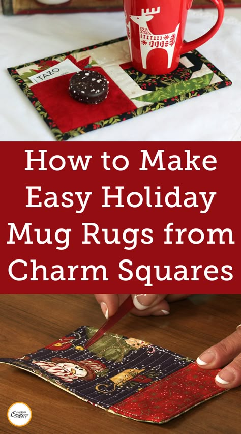 Easy Quilting Gifts For Christmas, Free Mug Rug Patterns Tutorials, Holiday Mug Rugs, Charm Pack Mug Rug, Mugrugs Ideas Mug Rug Patterns Free, Mug Rug With Pocket Free Pattern, Easy Mug Rugs Patterns Free How To Make, Quilted Christmas Gift Ideas, Snack Mats Mug Rugs