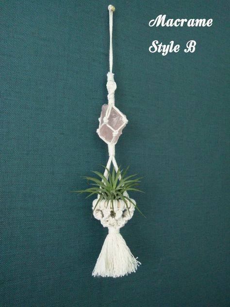 Hanging Crystals Diy, Diy Macrame Plant Hanger Easy, Crystal Ideas, Crystal Suncatchers Diy, Macrame Accessories, Car Mirror Charm, Product Inspiration, Crystal Holder, Macrame Wall Hanging Diy