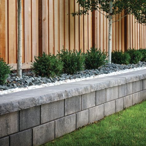 Wall Blocks Landscape, Retaining Wall Garden, Retaining Wall Pavers, Diy Retaining Wall, Backyard Retaining Walls, Retaining Wall Blocks, Garden Retaining Wall, Concrete Retaining Walls, Stone Retaining Wall