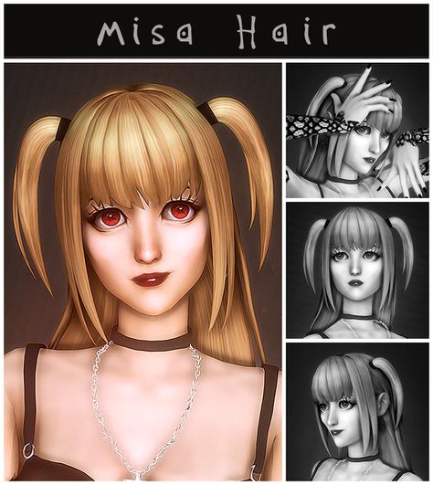 Misa Hair Sims 4 Cc, Sims 4 Misa Amane Cc, Misa Amane Sims 4 Cc, Sims 4 Princess Hair, Anime Hair Sims 4 Cc, Sims 4 Nails, Los Sims 4 Mods, Cc Folder, Rock Princess