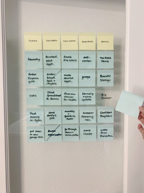 Sticky Note Vision Board, Sticky Note Goal Board, Sticky Note Organization Wall, Task Organization Board, Productivity Wall, Post It Design, Sticky Note Wall, Command Station, Organised Mum