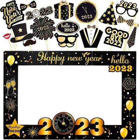 New Years Photo Booth, New Years Eve Photo Booth, New Year Photo Frame, New Year Photo Booth, New Year Props, New Years Photo, Photo Booth Frame Prop, New Years Eve Drinks, Nye Decorations