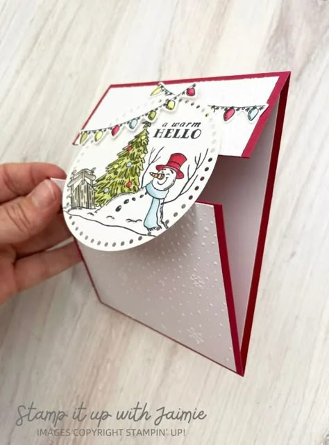 Stampin' Up! Filled with Cheer Fun Fold Card Folded Christmas Cards, Stampin Up Weihnachten, Cheers Card, Christmas Gift Tags Handmade, Snowman Christmas Cards, Create Christmas Cards, Simple Christmas Cards, Hand Made Greeting Cards, Beautiful Christmas Cards