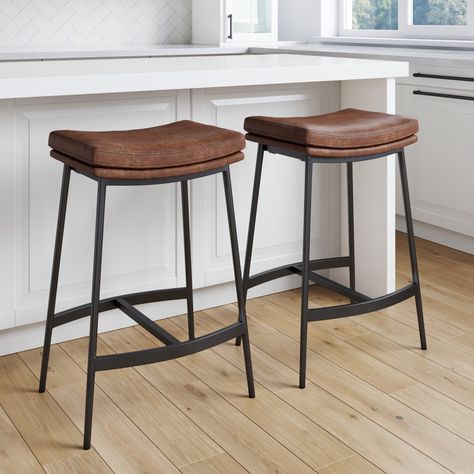 Kitchen Counter Bar, Saddle Seat Bar Stool, Island Bar Stools, Kitchen Counter Bar Stools, Saddle Bar Stools, Nathan James, Bar Stools Kitchen Island, Kitchen Island Bar, Backless Stools