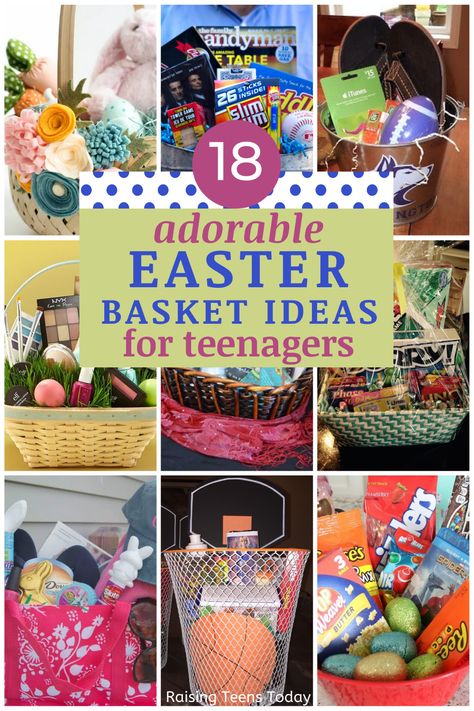 18 Creative Easter Basket Ideas for Teens - Raising Teens Today Non Food Easter Basket Ideas, Teenager Easter Basket, Easter Basket Ideas For Teens, Easter Basket Filler Ideas, Creative Easter Basket Ideas, Basket Filler Ideas, Easter Teens, Dollar Tree Easter Basket, Teen Easter Basket