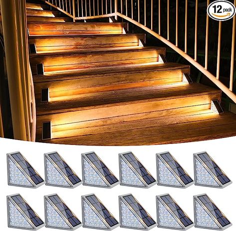 Stair Lights Outdoor, Step Lights Outdoor, Solar Driveway Lights, Outside Steps, Led Stair Lights, Solar Step Lights, Solar Fence Lights, Step Lights, Patio Steps