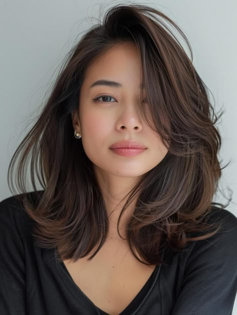 Chin-Length Hairstyles for Women: Cute, Easy Looks for Fine and Thick Hair Medium Hair Haircuts For Women, Haïr Cut For Women Medium, How To Make Torso Look Longer, Less Hair Hairstyles For Women, Hair Cuts For Medium Length Thick Hair, Asian Female Haircut, Haïr Cut For Women, Brown Girl Hairstyles, Haircuts For Long Length Hair