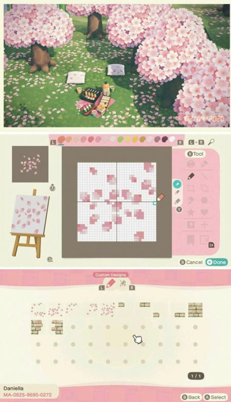 decoración, ropa y sombrero para hacer en el animal crossing Cute Animal Crossing Codes Paths, Acnh Grid Design Floor, Animal Crossing Island Inspiration House Exterior, Aesthetic Animal Crossing Paths, Cute Animal Crossing Design Patterns, Animal Crossing Fairycore Designs, Acnh Blanket Design Code Pink, Acnh Stone Path With Flowers, Pink Pathway Animal Crossing