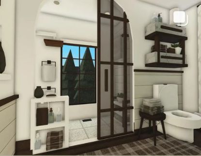 Cute Bloxburg Apartment Ideas, Modern Bloxburg Layout Ideas, Bloxburg Tiny Bathroom Ideas, Bloxburg Bedrooms Ideas Modern, Bloxburg House Inspo Outside, Nature Theme Kitchen, Bloxburg First Floor Layout, Roblox Bloxburg House Ideas Modern, Bloxburg House Idea Interior