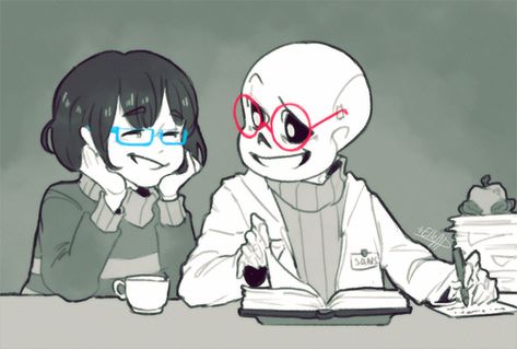 oops, i forgot to post this one (￣▽￣;)ゞ lil sketch for for @shayromi ♥ “ Don’t use without permission, don’t repost, please. Thank you! 💛 ” Science Sans, Sans Fanart, Undertale Flowey, Ut Art, Frans Undertale, Sans X Frisk, Undertale Ships, Undertale Sans, Undertale Funny