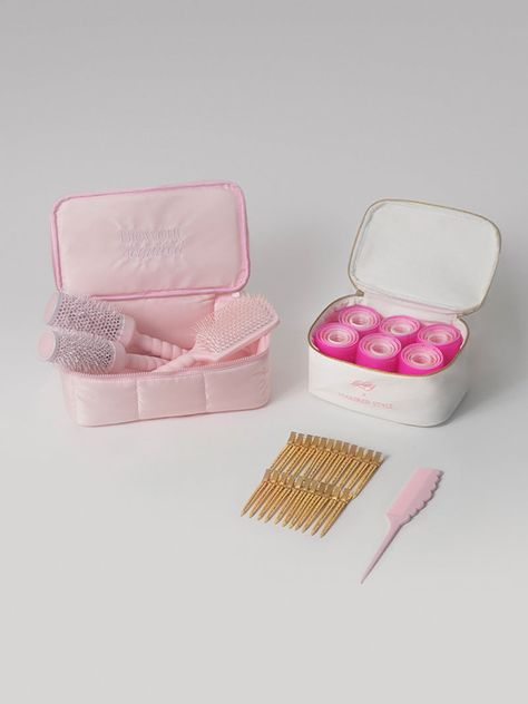 Give yourself an algorithm-approved salon blowout with this Luxy X Acquired Style Bundle. The Blowout Brush Kit includes a Large Round Brush, a Medium Round Brush, a Paddle Brush, and a Rat Tail Comb, all stored in a quilted puffer case. Use the Velcro Roller Set after blow drying for long-lasting volume or for heatless curls. Pair this with Brigette's favorite hair extensions. faq what-are-the-luxy-x-acquired-style-velcro-hair-rollers what-is-the-difference-between-the-volumizing-velcro-roller- Acquired Style, Velcro Hair Rollers, Blowout Brush, Puffer Case, Salon Blowout, Velcro Rollers, Blow Dry Bar, Rat Tail Comb, Hair Roller